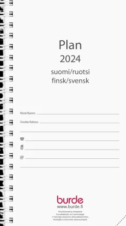 Burde Kalenteri 2024 Plan Musta Keinonahka (Kaksikielinen)