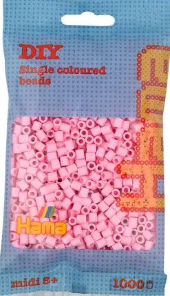 Hama Midi Silityshelmet Pussissa, 1000 Kpl, Pastelli Roosa