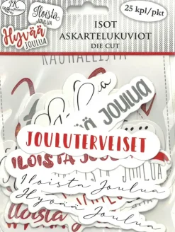 J.K. Primeco Askartelukuvio Iso Joulutekstit Punaharmaa