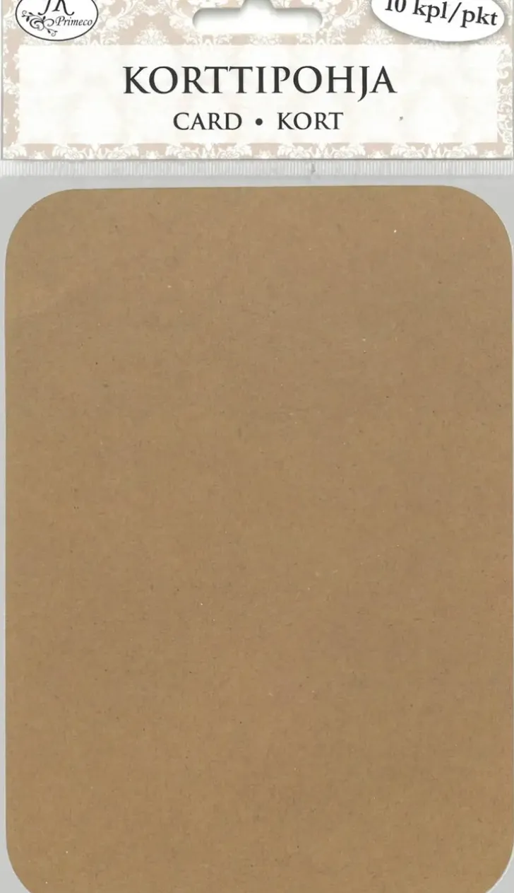 J.K. Primeco Korttipohja A6 Pyorea Reuna Uusioruskea 10 Kpl