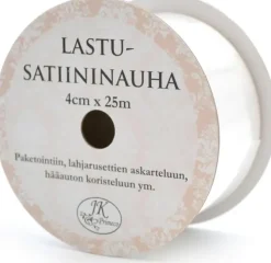 J.K. Primeco Lastusatiininauha Valkoinen 4Cm X 25M